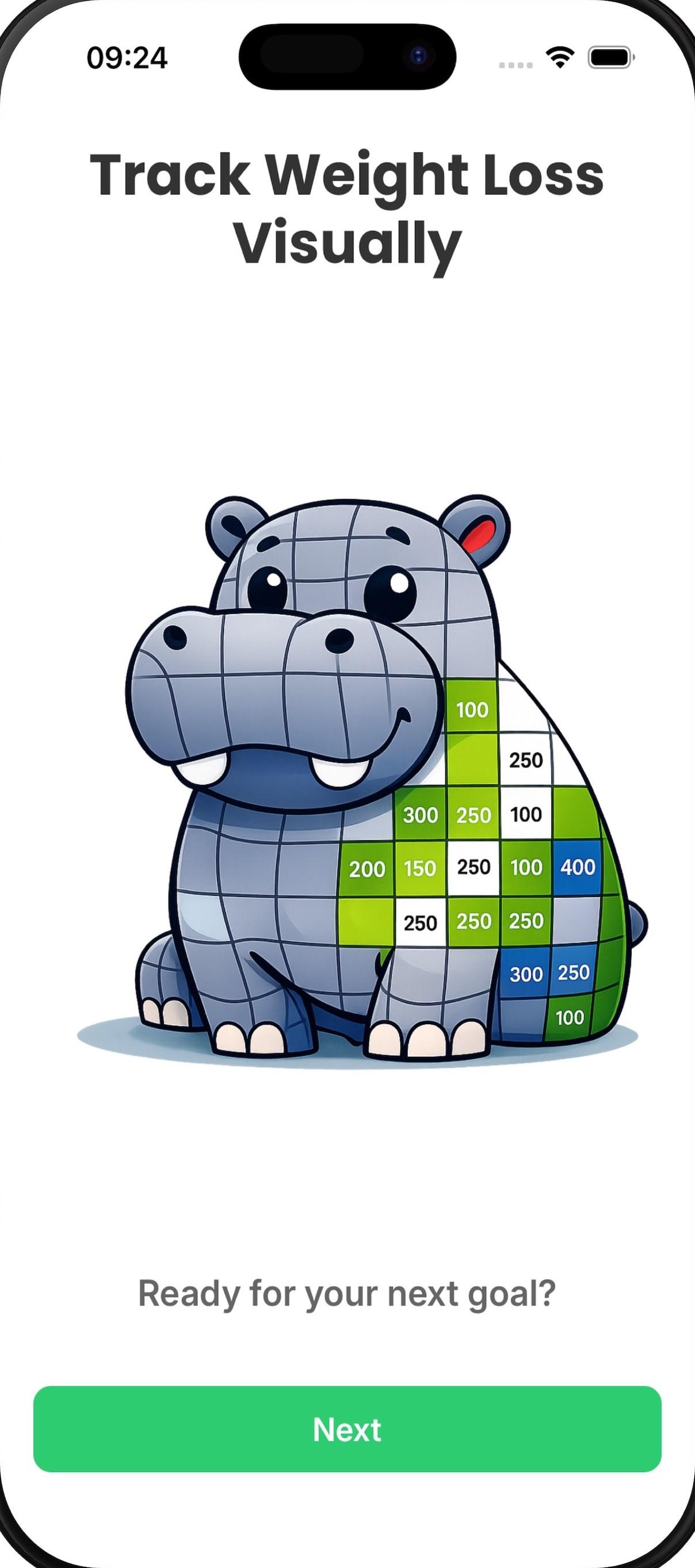 FitMosaic welcome screen: Track Weight Loss Visually